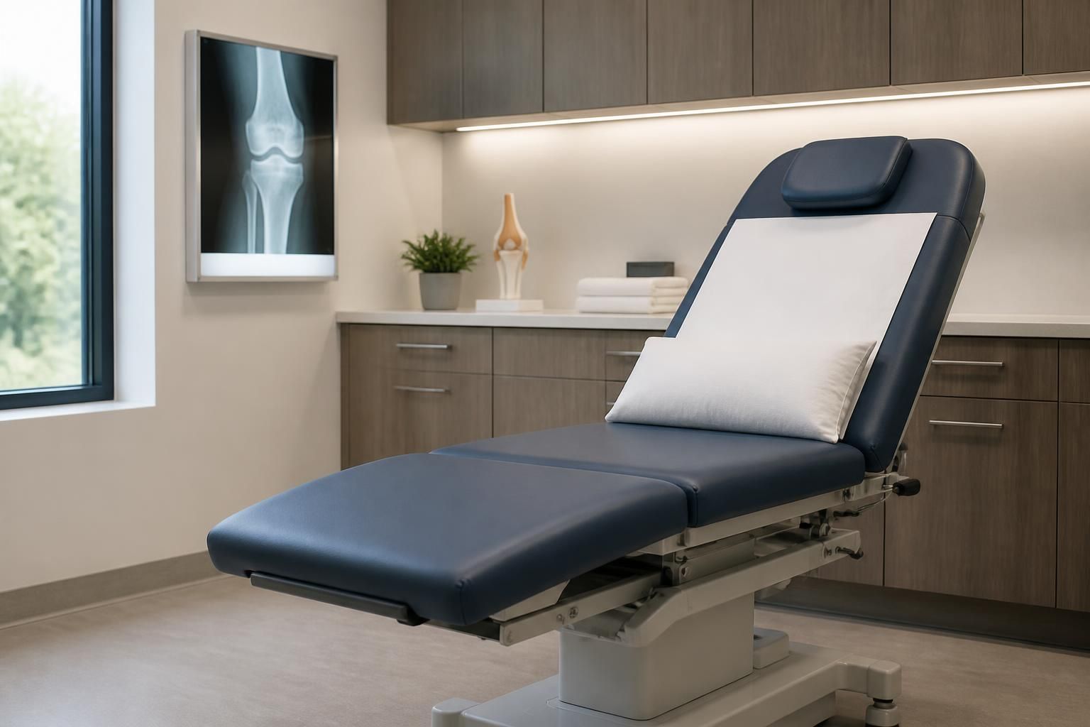 Modern orthopedic care exam room with clean clinical finishes